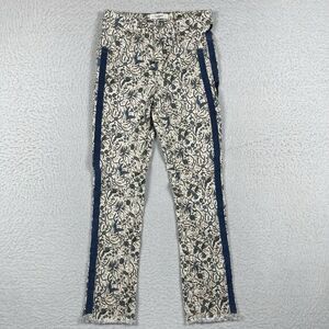 Isabel Marant Jeans Womens 34 (US 2) Ivory‎ Blue Etiole Ecru Ugo Raw Hem Floral